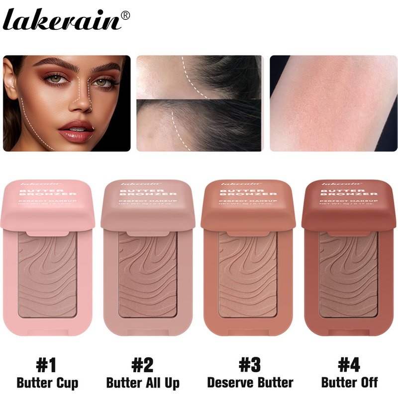 Lakerain Butter Bronzer Powder – Buildable, Natural Contour Powder For Cheeks, Nose & Hairline, Waterproof & Blendable (#1/#2/#3/#4, 5g)
