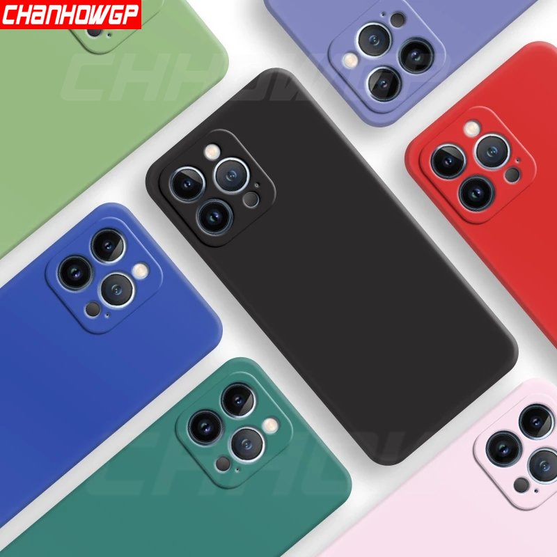 Original Liquid Silicone Soft Case For iPhone 14 13 12 11 Pro Max X XR XS Max 8 7 6S 6 Plus Luxury Shockproof Back Cover Shell