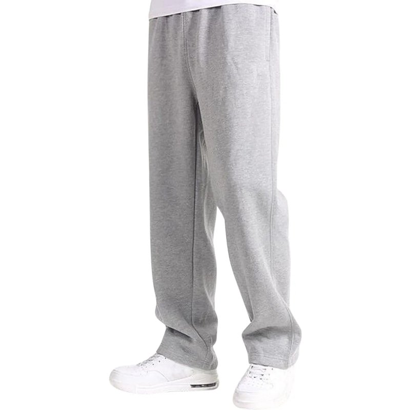 Spring Men Plus Size Solid Baggy Loose Elastic Cotton Sweatpants Casual Pants Autumn Straight Trousers