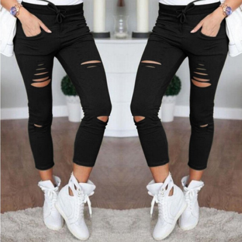 Women’s Clothing Casual Pants, Popular New Pencil Pants, Ripped Women's Leggings