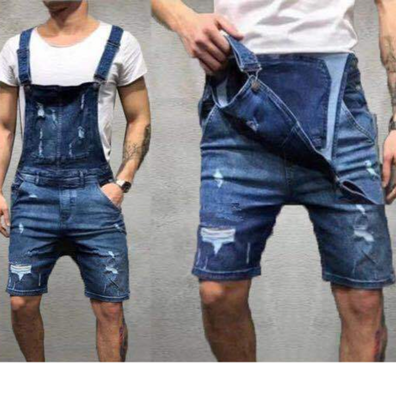 Men's Clothing denim overalls, ripped, slim fit, men's shorts new men's work pants