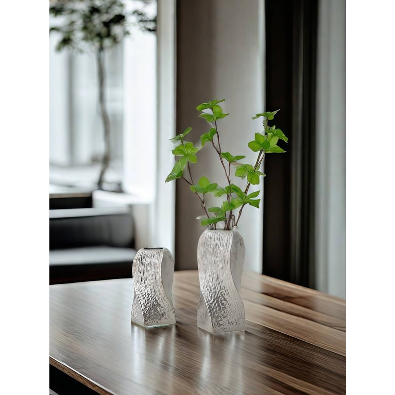 1PC Ceramic Twist Plated Silver Vase Suitable For Bedroom, Balcony, Powder Room, Bedroom, Desk And Other Home Decor Vase Ornaments