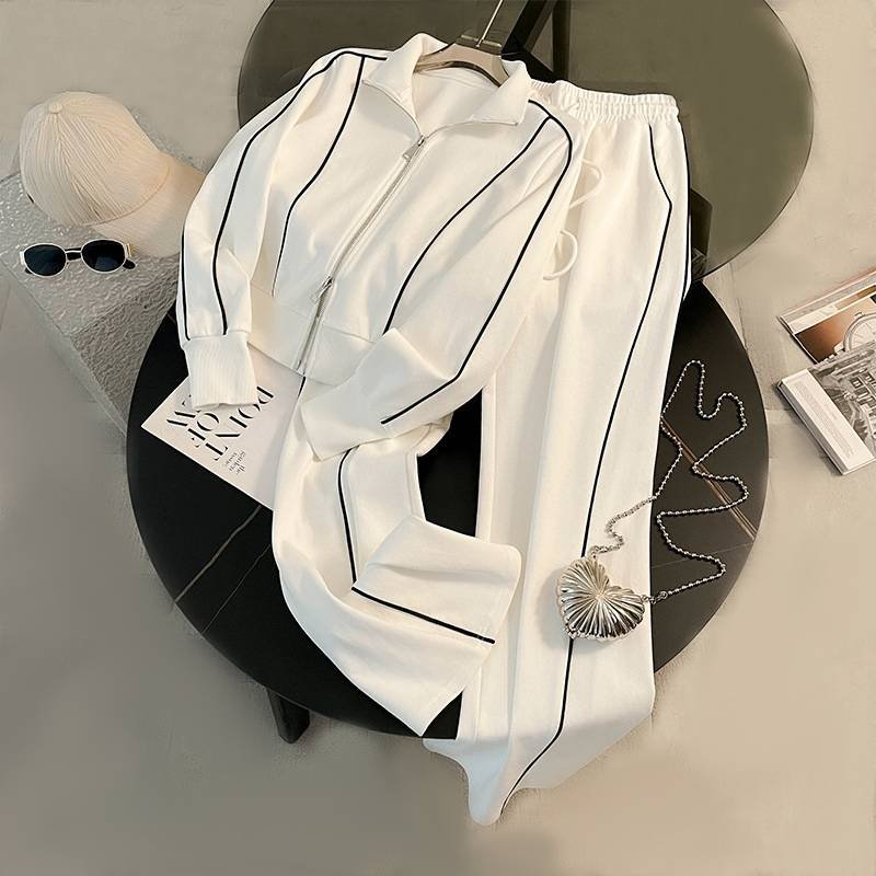 Women's Clothing Fashionable Street Sports Casual Suit For Women, Spring And Autumn Age Reducing Slim Cardigan, Long Sleeved Sweatshirt Two Piece Suit