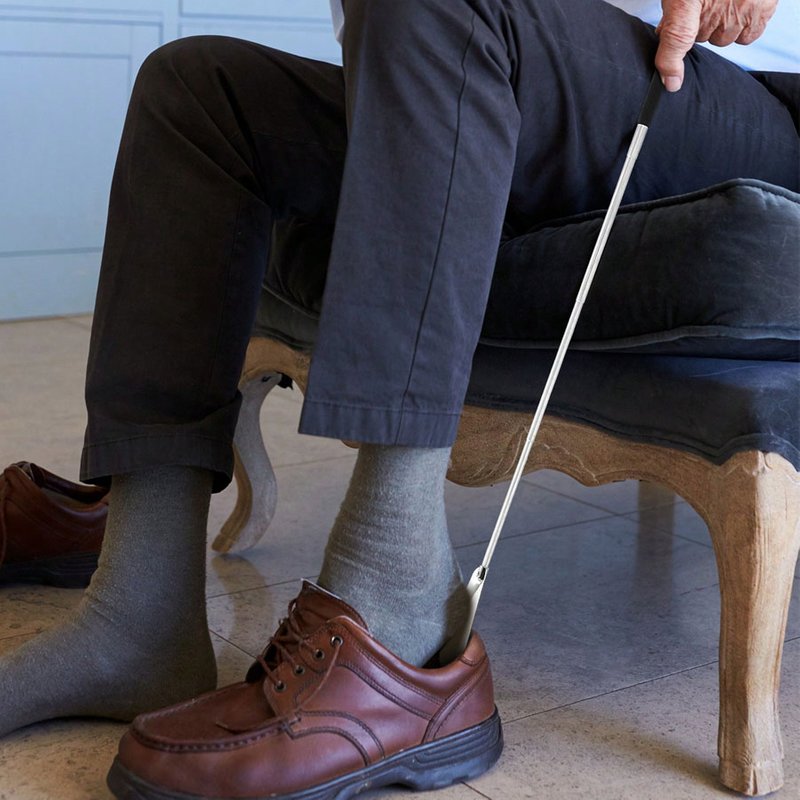 Extra Long Handled Shoe Horn (Adjustable10-24.8 Inches) - Metal Shoehorn For Men And Women- Large Standing Reach Assist For Seniors,Shoe Spoon,