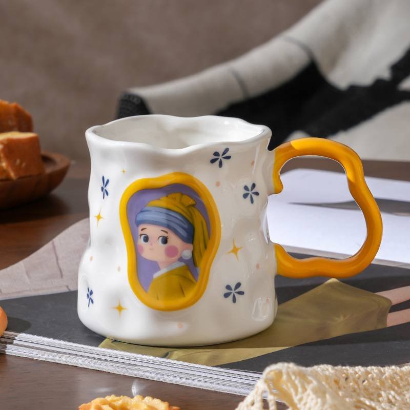 Creative Ceramic Mug For Ladies, High-value Household Coffee Cup, High-end Exquisite Milk Cup, Breakfast Cup