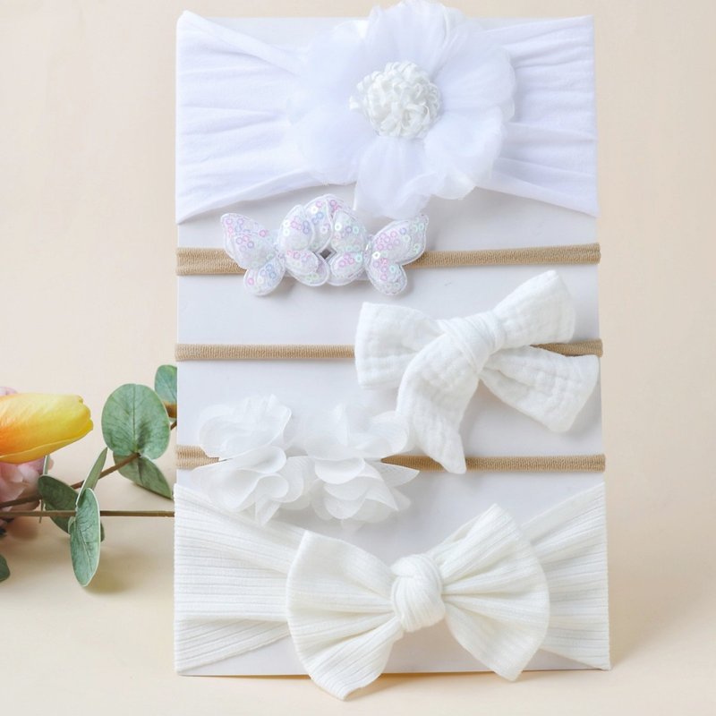 5 Piece Set Of Baby Lace Headbands For Girls With Bows And Flowers For Baby Photo Taking Props That Do Not Bind The Hair