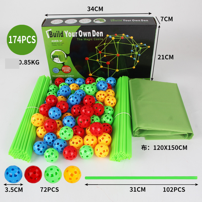 Castle Master Children's Luminous Building Blocks Toys Bead Tent Game Indoor and Outdoor Baby Building House Shape