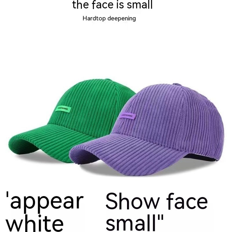 2022 New Autumn/Winter Light Board Corduroy Women's Baseball Korean Duck Tongue Hat