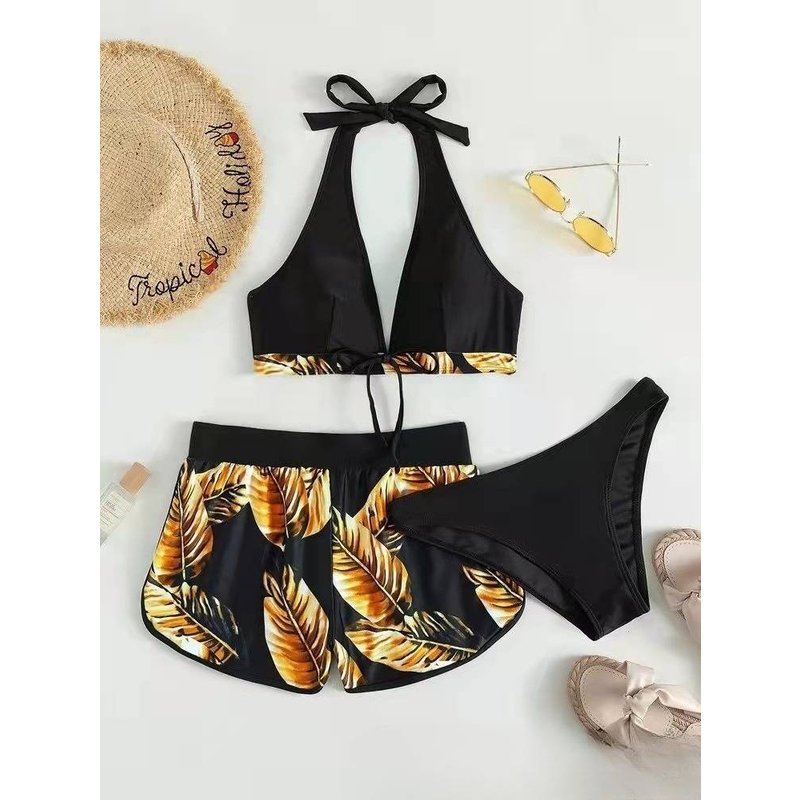 Women’s Clothing new women's fashion multi color printing high end sexy bikini BIKINI three piece swimsuit