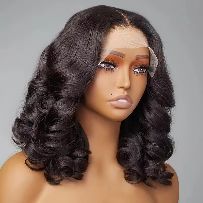 Bouncy Loose Wave Lace Front Human Hair Wigs 210% Density Brazilian Virgin Hair Glueless Lace Frontal Wigs Pre Plucked for Woman