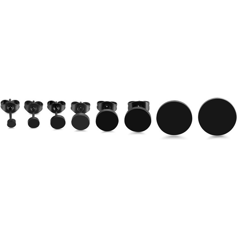 2PCS Black Punk Mens Stainless Steel Stud Roundness Earrings Men Women Hip Hop Rock Piercing Gauge Roundness Earrings Jewelry