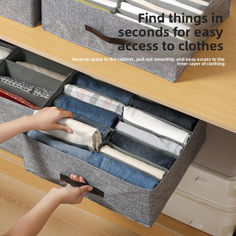 Foldable Clothes Storage Box With Double Compartments - Drawer Organizer For Underwear Socks & Pants Dustproof & Space-Saving