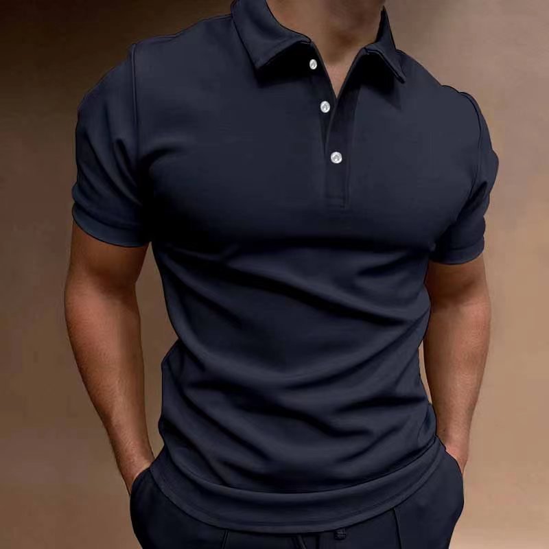 2023 Summer New Men's Polo Shirt Short Sleeve Button T-shirt Top