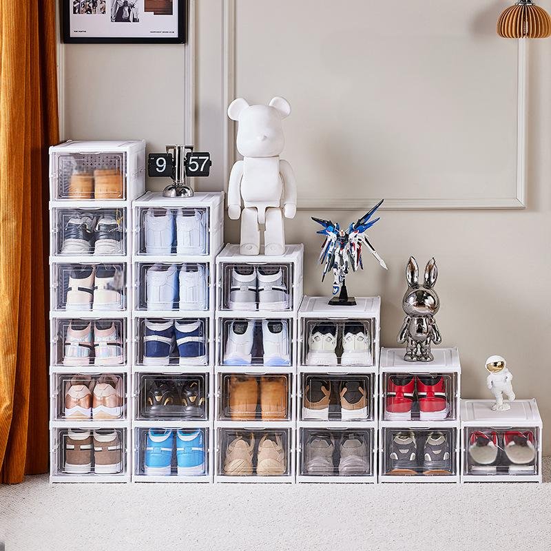 No-Assembly Thickened Shoe Box - Clear Foldable Shoe Cabinet With Lid For Home Storage