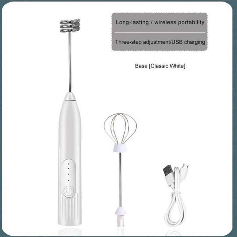 Wireless Electric Handheld Milk Frother Electric Blender USB Charging Type Coffee Stirrer Household Food Bubbler Milk Mixer