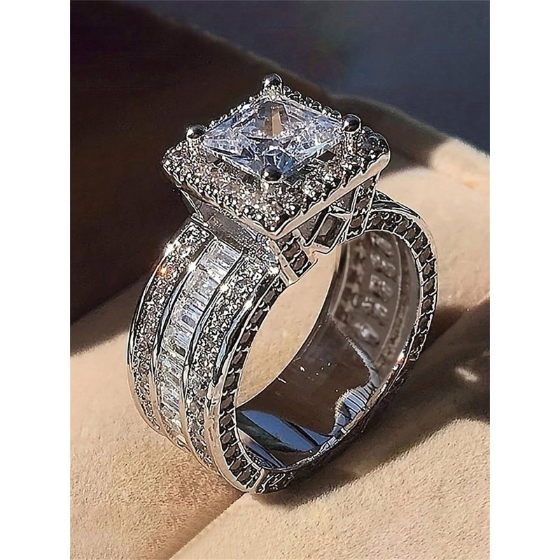 1 PC Elegant Cubic Zirconia Ring For Women For Wedding Engagement Party Jewelry Gift