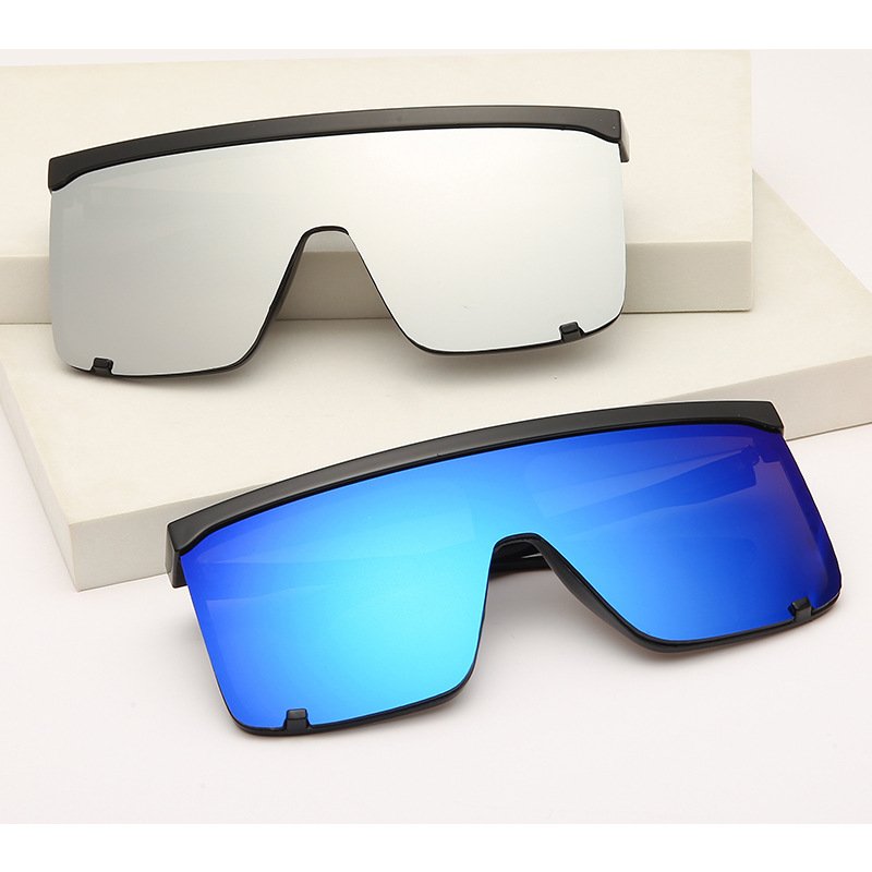 New lightweight one-piece large frame with European and American style, simple and personalized, retro and fashionable sunglasses