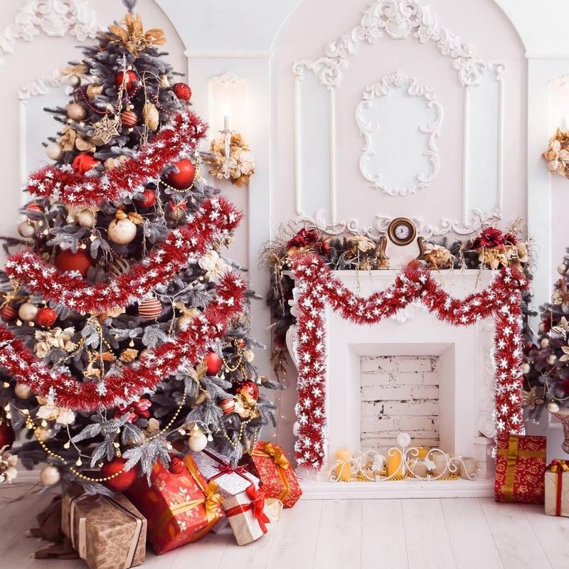 1pc Christmas decoration wool strip snowflake shaped latte art restaurant store home decoration ribbon hanging decoration Christmas tree pendant