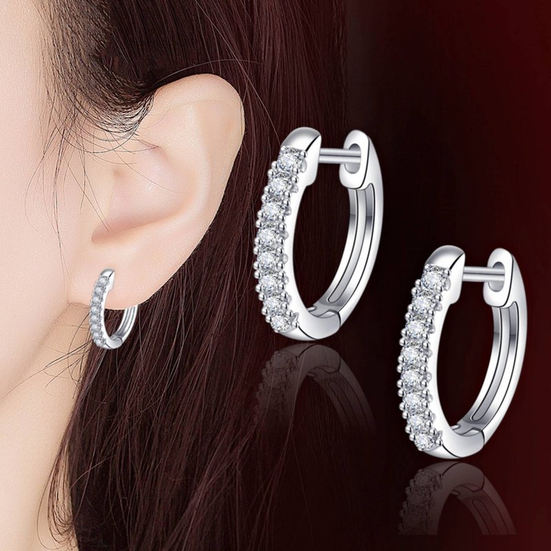 S925 sterling silver needle personalized rivet inlaid diamond earrings earrings female European and American hot selling trendy punk style earrings