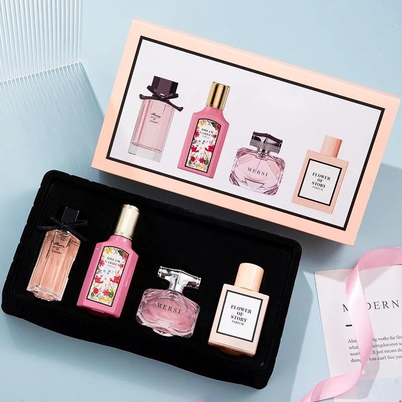 2023 New Perfume Women's Four Piece Set Floral Blossom Gift Box Fragrance Fresh And Lasting Fragrance