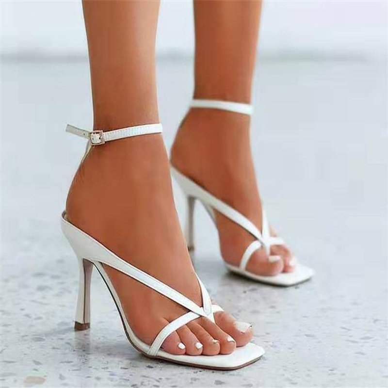 Women's Shoes Square Head High Heel Clip Toe Sandals Women's Stiletto Buckle Fashion Shoes Sandal Heels Shoes