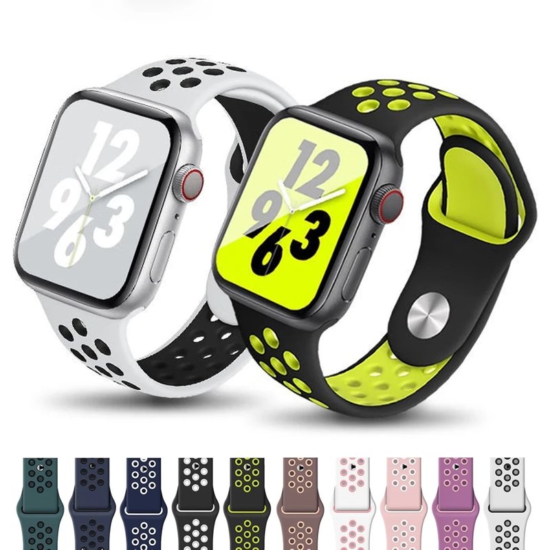 Silicone Sport Strap For Apple Watch band 49mm 38mm 42mm 41mm 45mm 40mm 44m Correa Bracelet iWatch Series 8 7 6 4 5 SE ultra