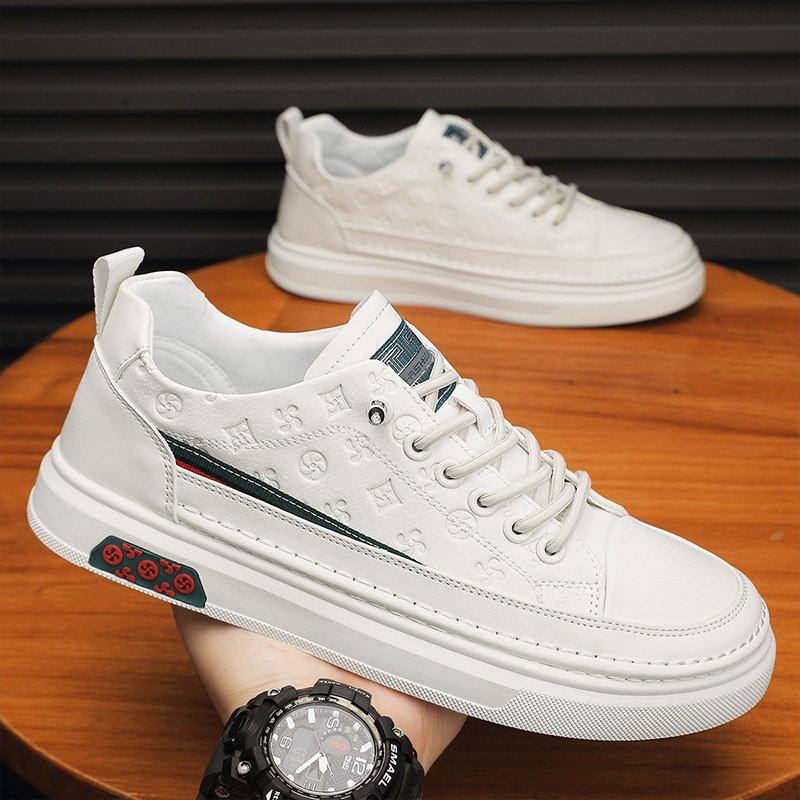2023 new trendy shoes, summer breathable, versatile, white shoes, men's sports and casual leather shoes, soft-soled shoes, men