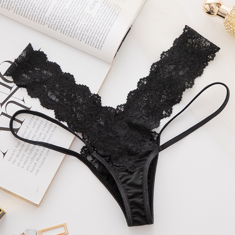 Women's clothing sexy thong women's mesh lace transparent temptation cross low waist hot one line t underwear