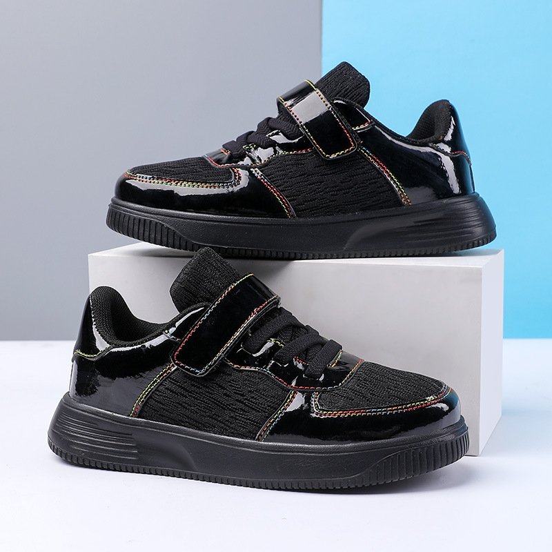 PLUS Campus White Shoes Boys Sports Shoes White Spring New Leather Waterproof Medium And Large Children Girls Sneakers