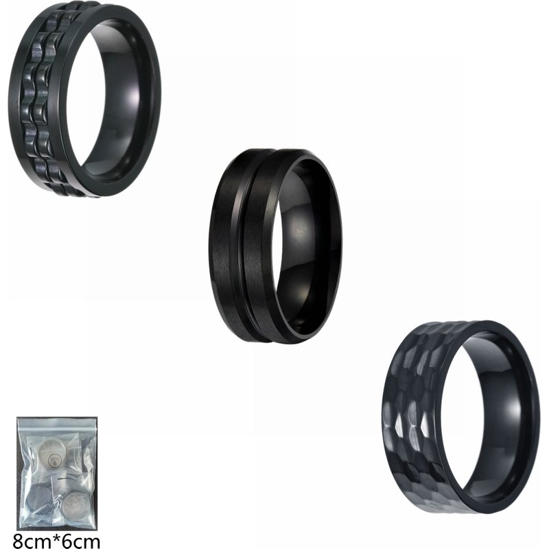 Men's titanium steel black ring vacuum electroplating non-fading men's jewelry