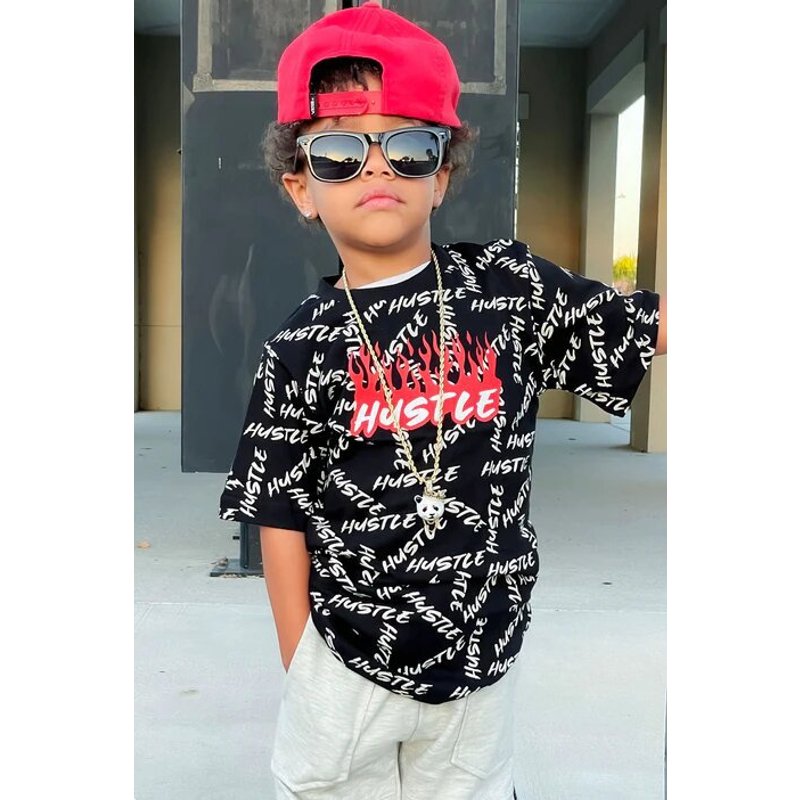 Mother&Kids Boy's T-shirt Summer children handsome trend letter-printed short-sleeved T-shirt sportswear