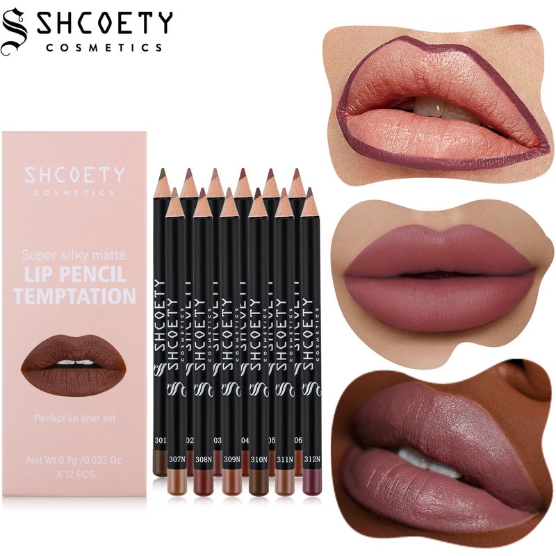 Lip Liner 12 Color Lip Liner Set Matte Nude Lipstick Non Marking Hook Pen Makeup