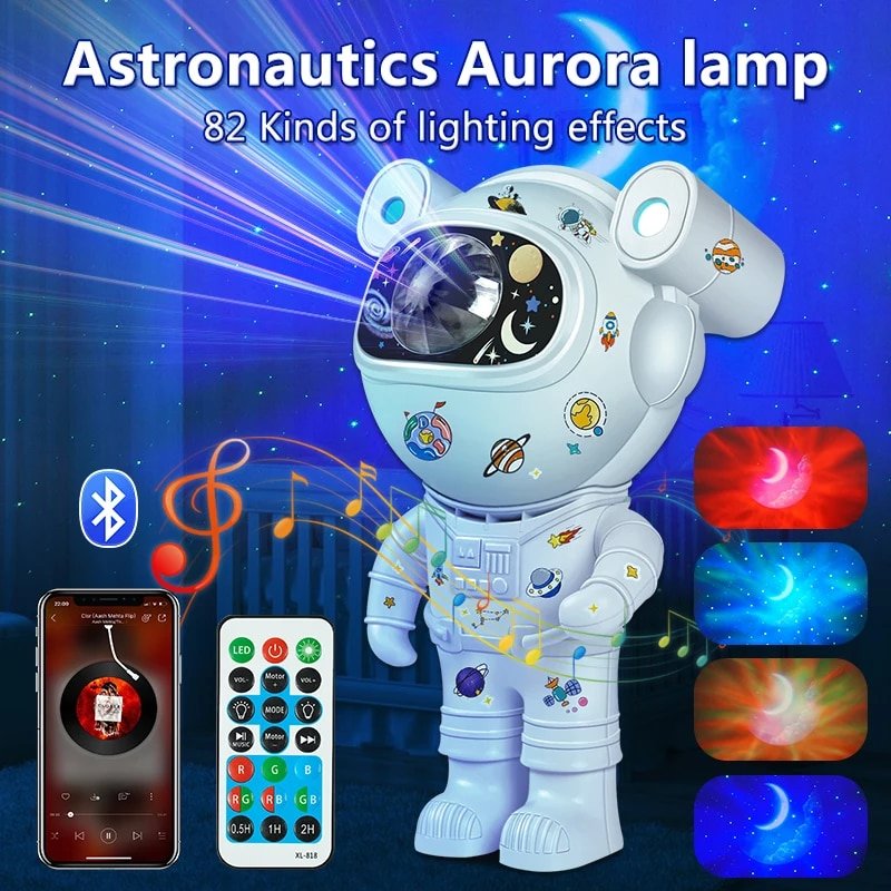 Kids Star DIY Projector Night Light with Remote Control 360 Adjustable Design Astronaut Nebula Galaxy Lighting for Kids Room