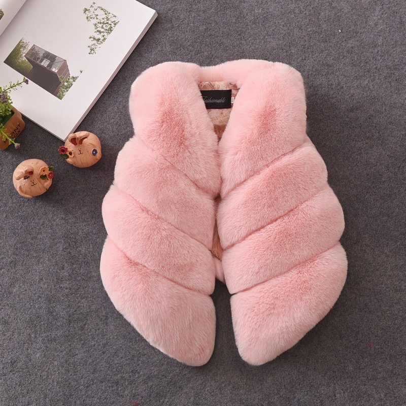 kid's clothing Children's patchwork fur vest boys and girls extra thick fur vest baby imitation fur coat