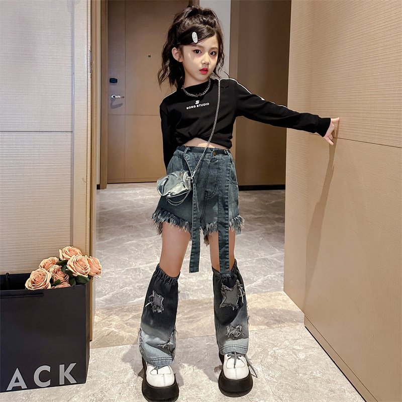 Girls' Jeans Fall Two Pairs Of Pants Children's Fall Two Pairs Of Pants