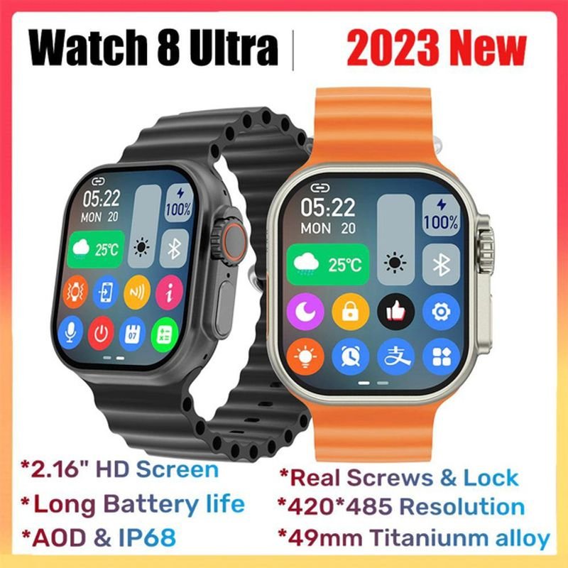 Multi-Sport IW8 Ultra Smart Series 8 49mm 2.16" HD Screen Bluetooth Call NFC IP68 Waterproof Temperature Smartwatch Men