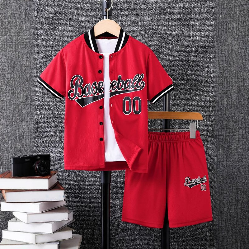 Mother & Kids Boys' Casual Outfit Set Short Sleeve T-Shirt Shorts Combo Cotton Comfortable Playwear