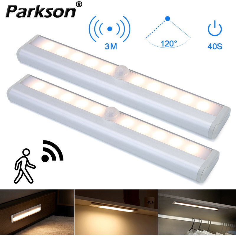 10 LEDs PIR Motion Sensor Wireless LED Night Lights LED Under Cabinet Light For Staircase Closet Aisle Decorative Night Lamp