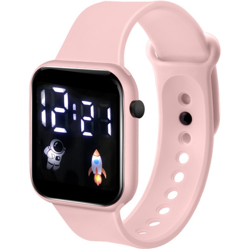 Astronaut Square Watch Male And Female Students Middle And High School Sports Alarm Clock Waterproof Middle School Kids Simple Watch