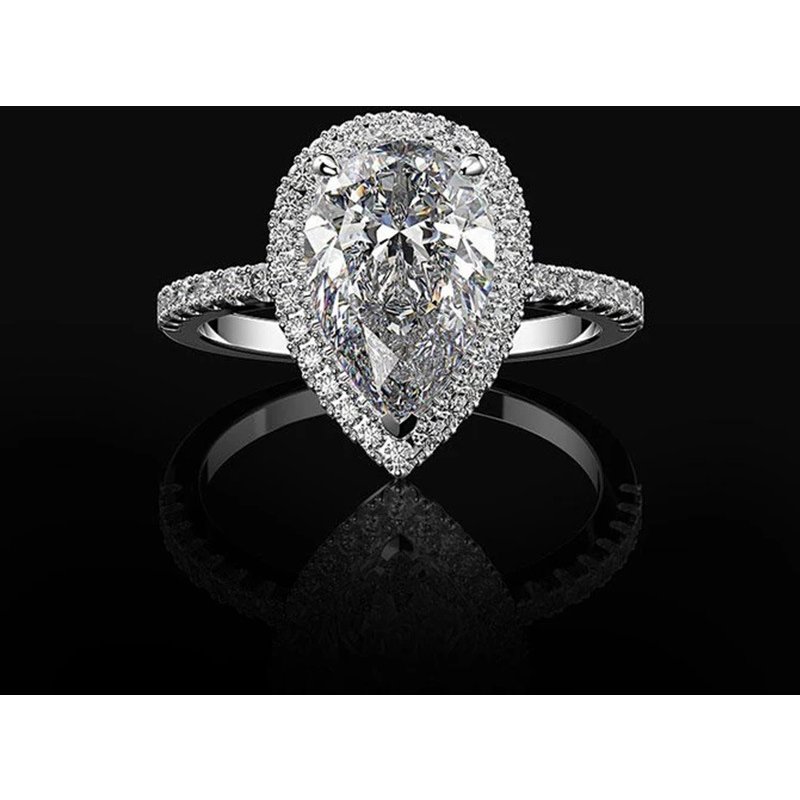 Cao Shi jewelry creative shining water drop shaped zircon wedding ring women's jewelry