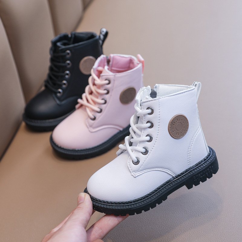 Four Seasons Child Shoes Short Ankle Snow Boots Sports Boy Girl Shoe Fashion Soft PU Leather Warm Toddlers Big Kid Boot