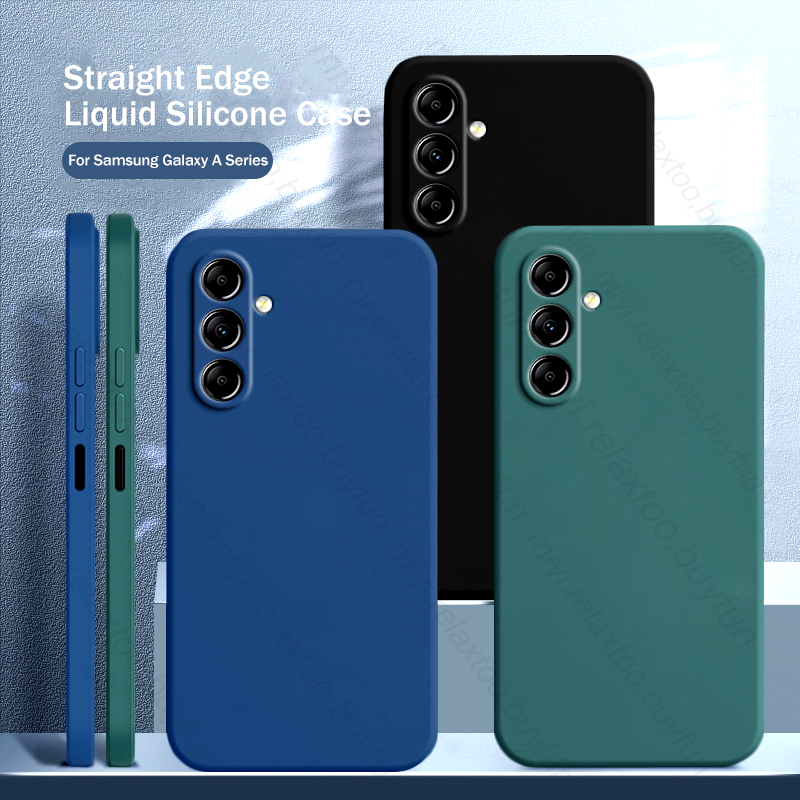 For Samsung Galaxy A54 5G Case Square Liquid Silicone Back Cover Sumsung A 14 24 34 54 A14 A24 A34 5G 2023 Shockproof Soft Cover