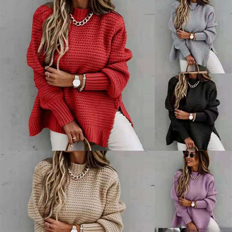 Lazy style cross-border e-commerce autumn and winter loose long sleeve pullover knitted sweater for women