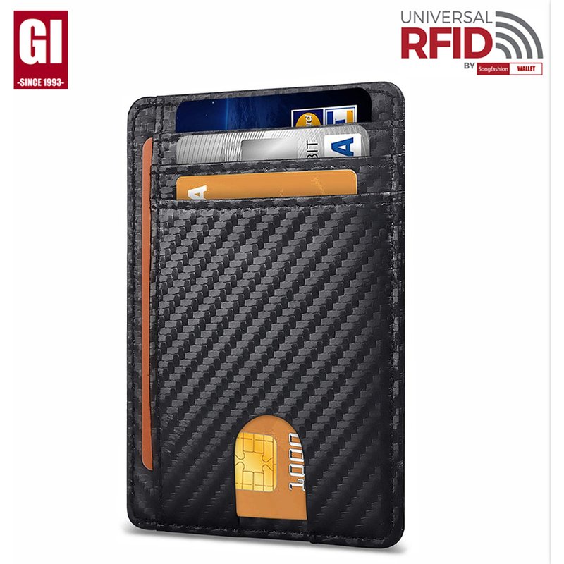 card holder genuine leather men's RFID anti theft card holder men's card holder plus airtag hole