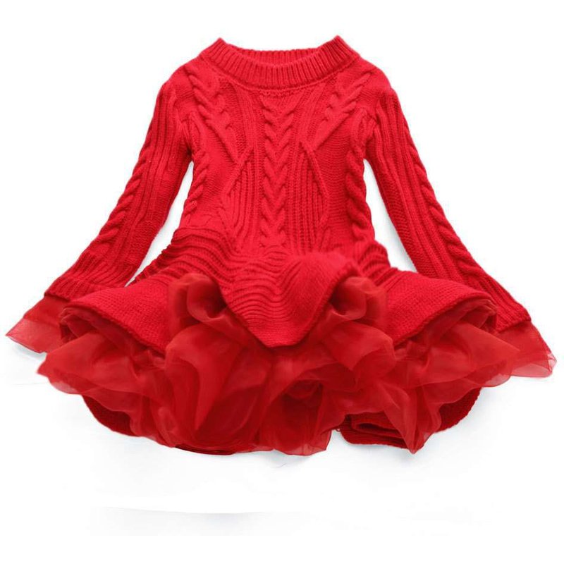 Kid's Clothing 2024 autumn and winter children's clothing knitted long sleeved girls princess dress sweater dress
