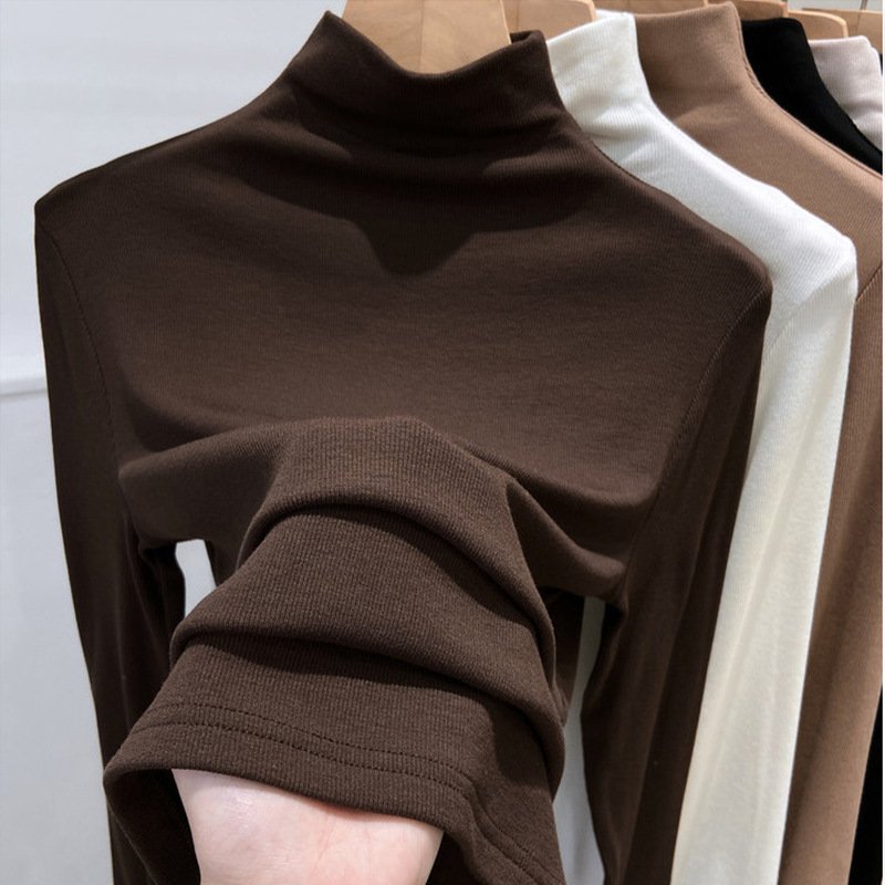 Thermal Ribbed Turtleneck Top – Slim-Fit Long Sleeve Base Layer | Matte Stretch & Seamless Comfort