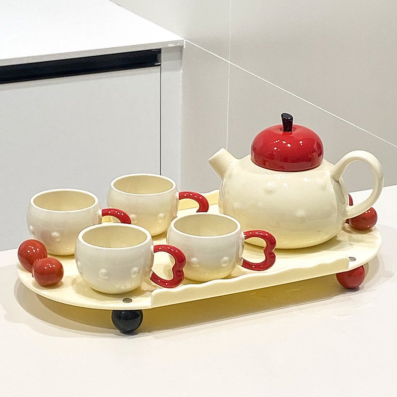 Home Furniture High value ceramic water set tea set simple creative home living room entertaining drinking water cup kettle teapot teacup