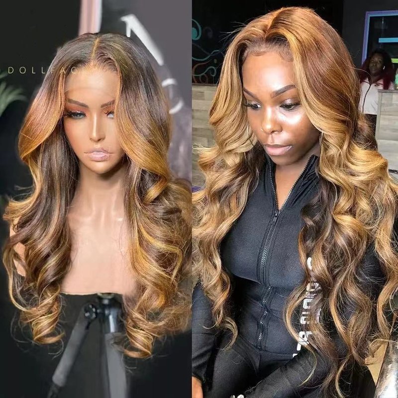 wig Long Curly Hair Long Straight Hair Black Brown Gradient Supply Full Headgear Female Realistic And Breathable