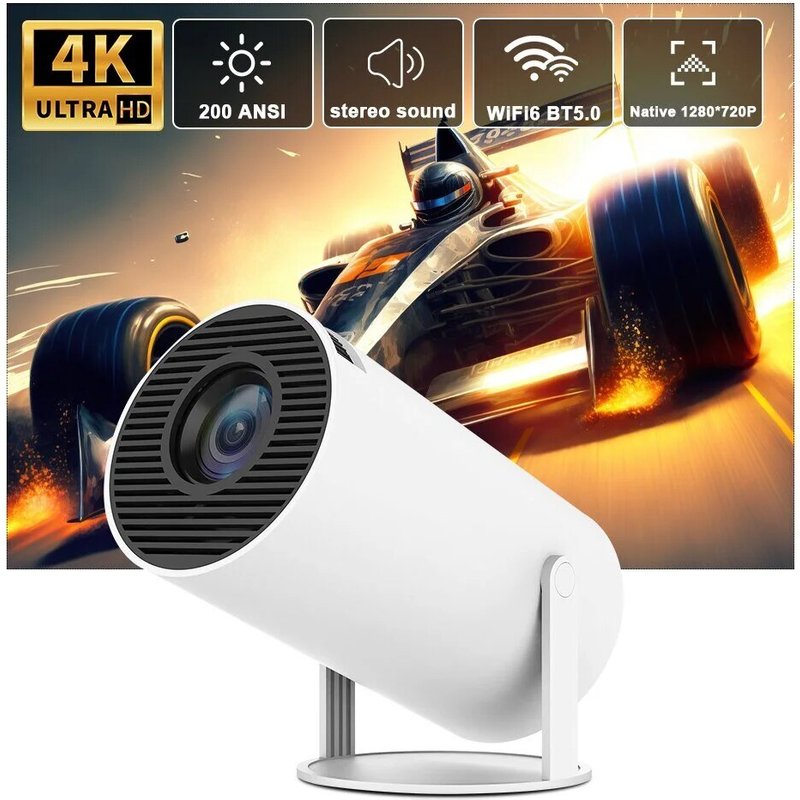 Projector Hy300 4K Android 11 Dual Wifi6 200 ANSI Allwinner H713 BT5.0 1080P 1280*720P Home Cinema Outdoor