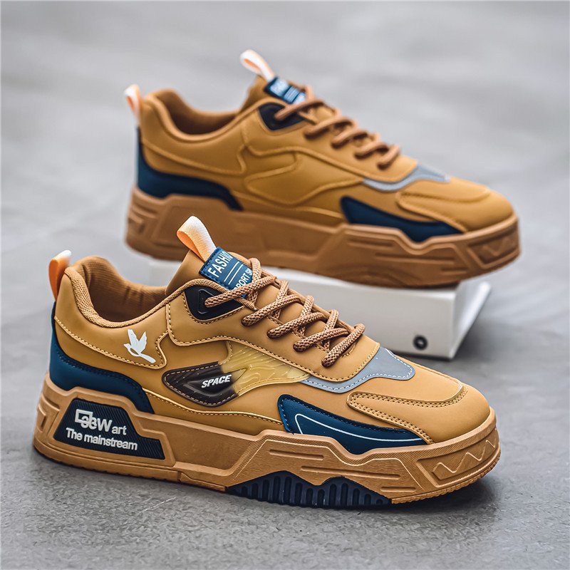 2024 autumn new men's low top thick soled sneakers for teenagers and students, casual shoes, live sports men's shoes